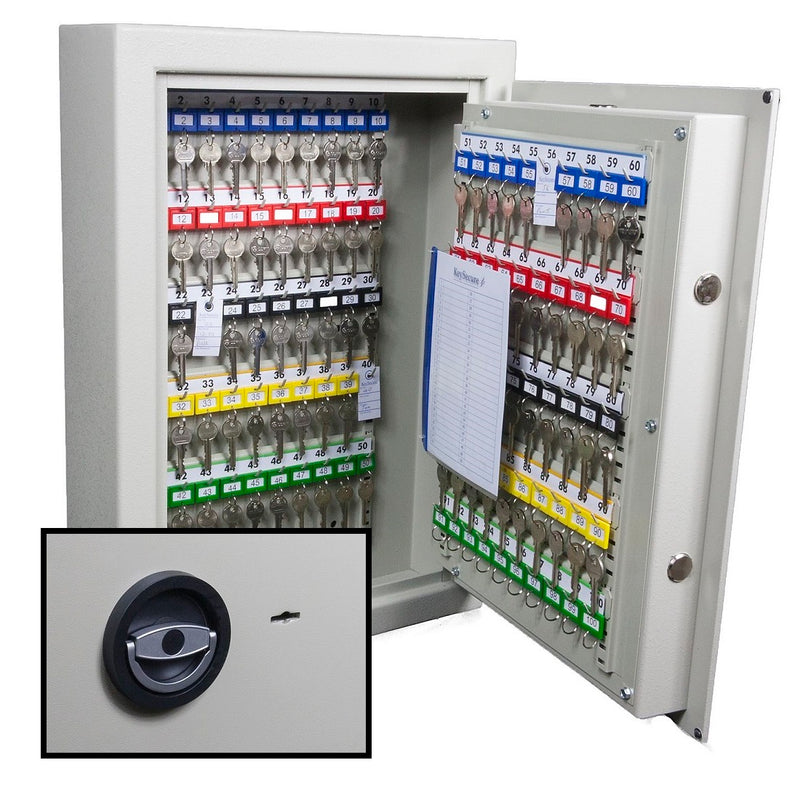 KeySecure High Security Key Cabinet With 8 Lever Safe Lock - 100 Hook