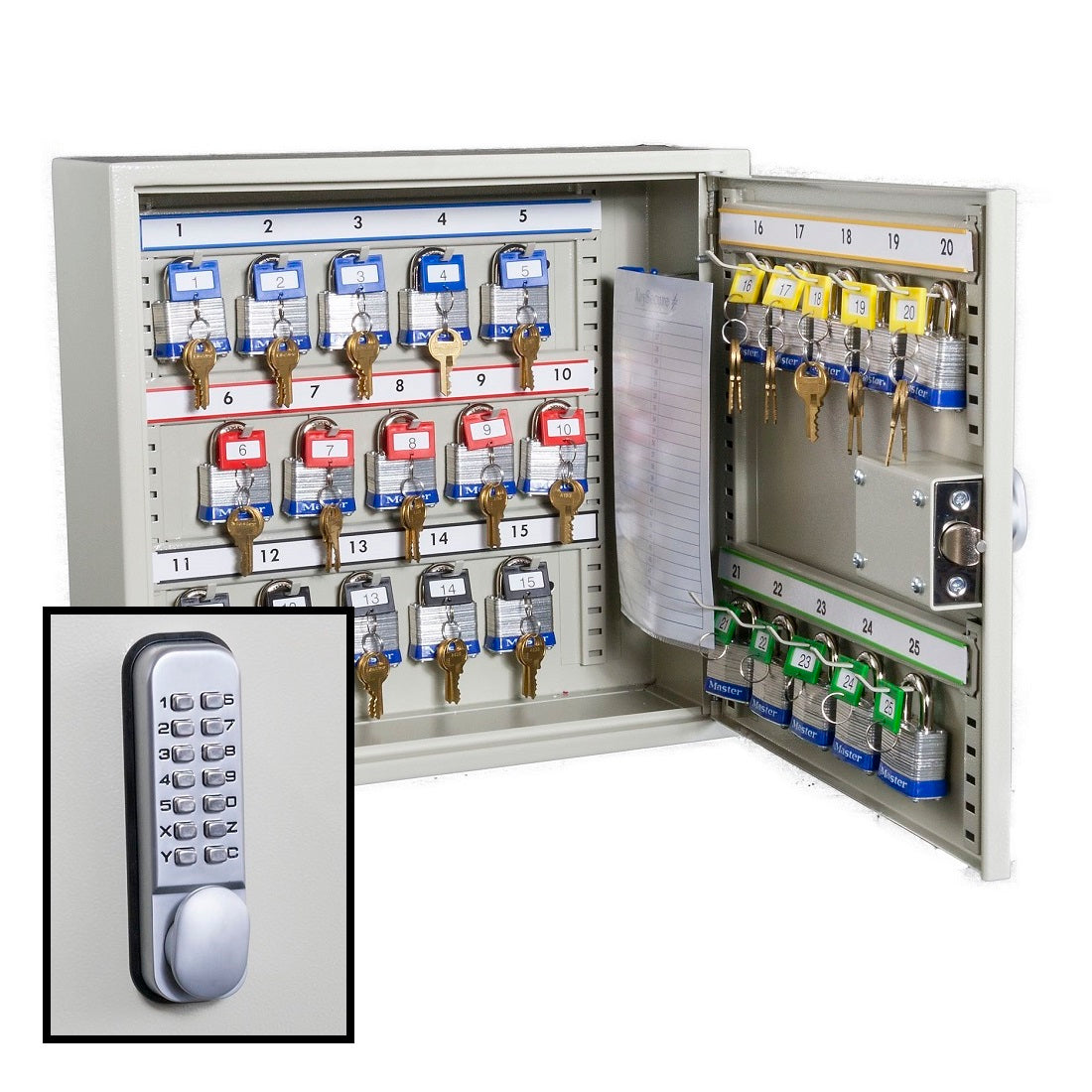 KeySecure Padlock Cabinet With Digital Lock - 25 Hook