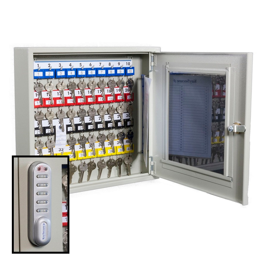 Keysecure Accessory KeySecure Clear Fronted Key Cabinet With Electronic Cam Lock - 40 Hook