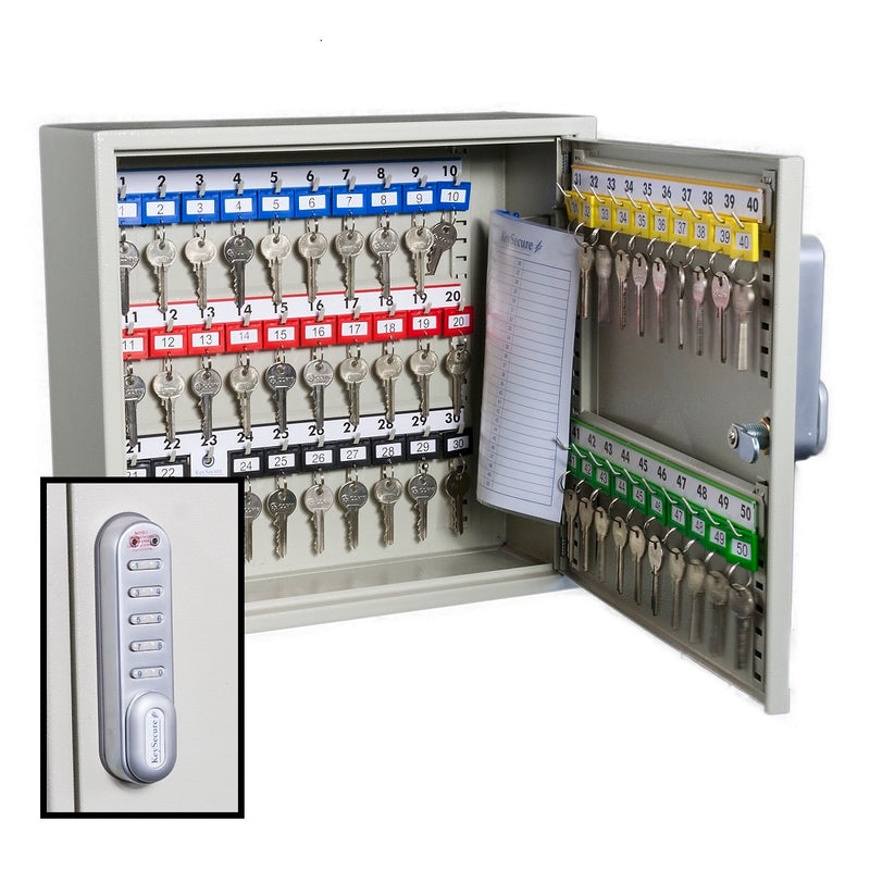 KeySecure Deep Key Cabinet With Electronic Cam Lock - 50 Hook