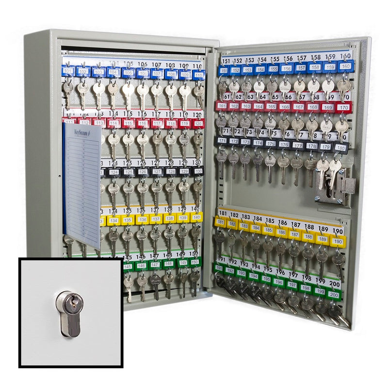KeySecure Security Key Cabinet With Euro Cylinder Lock - 200 Hook
