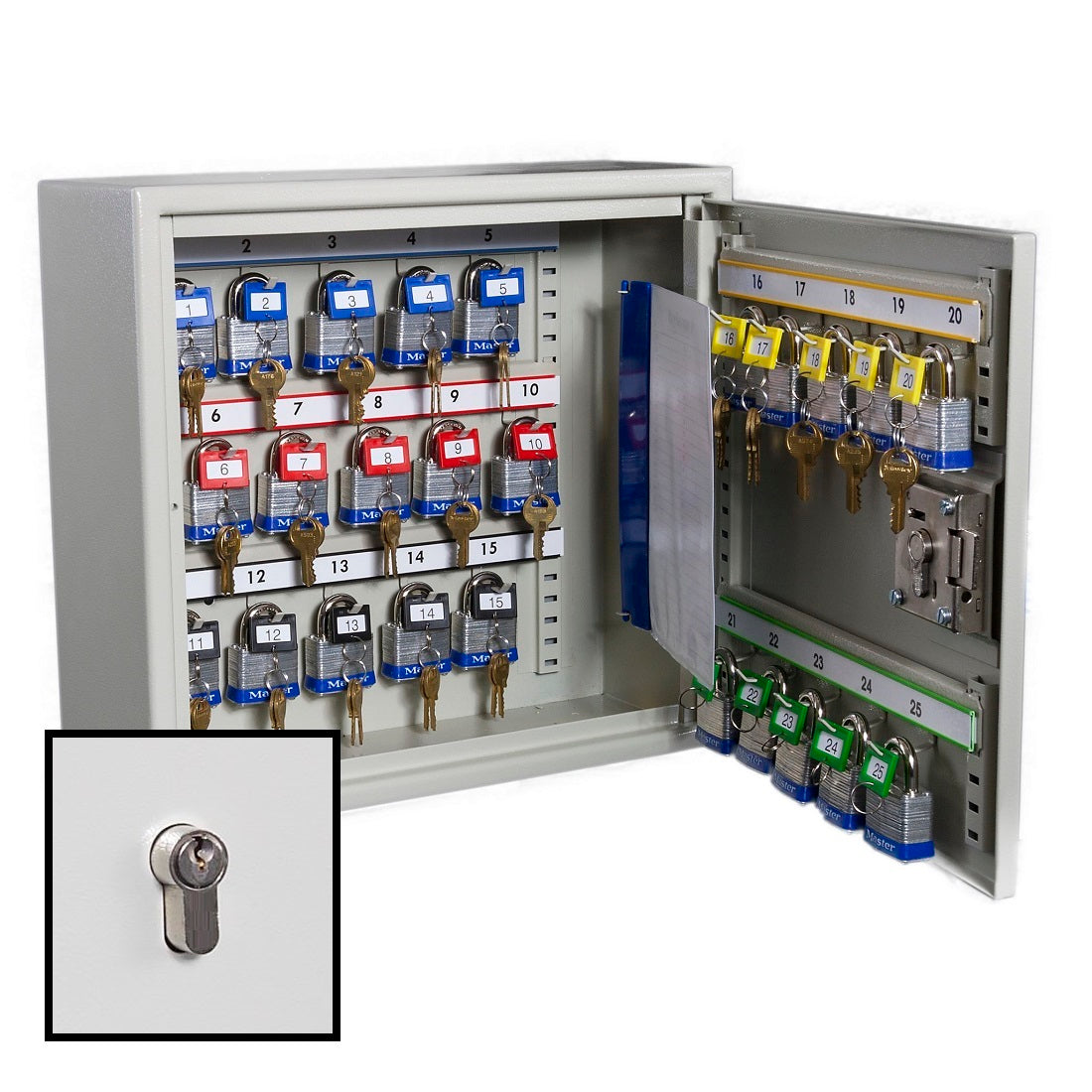 KeySecure Padlock Security Cabinet With Euro Cylinder Lock - 25 Hook