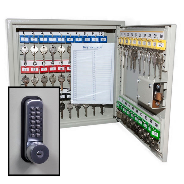KeySecure Security Key Cabinet With Digital Lock With Key Override - 50 Hook