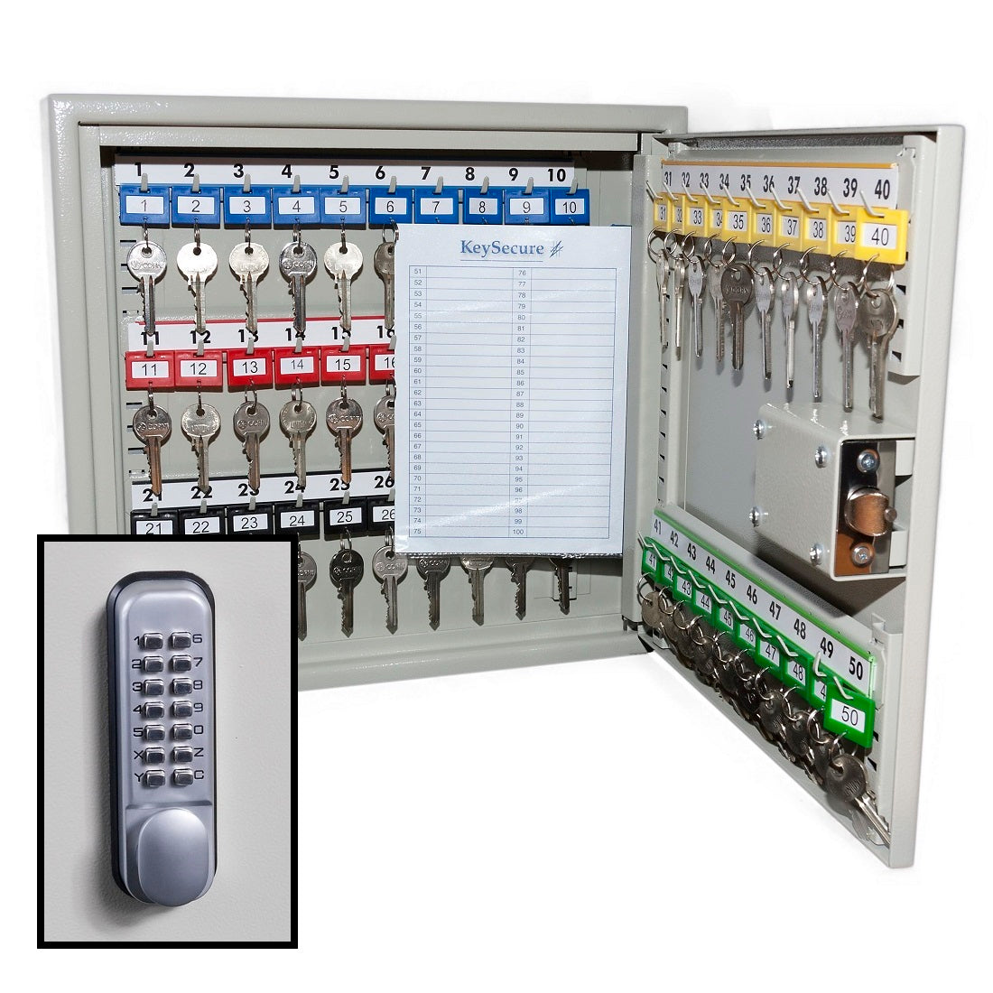 Key Secure System KeySecure Security Key Cabinet With Digital Lock - 50 Hook