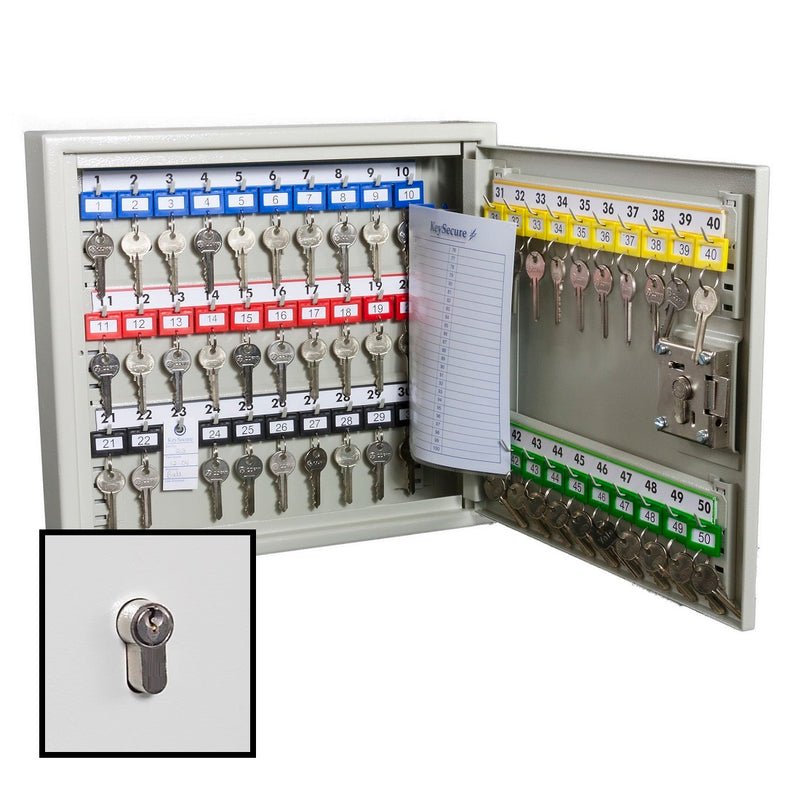 KeySecure Security Key Cabinet With Euro Cylinder Lock - 50 Hook