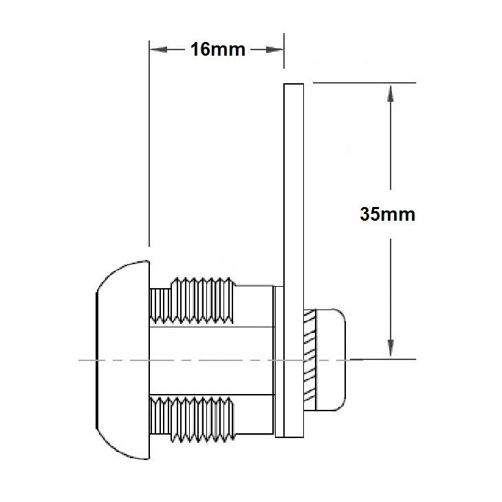 Nut Fix Cam Lock with Straight Cam Bar - 16mm Body