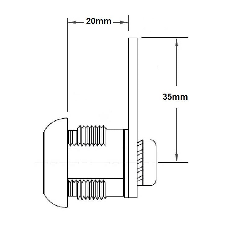 Nut Fix Cam Lock with Straight Cam Bar - 20mm Body