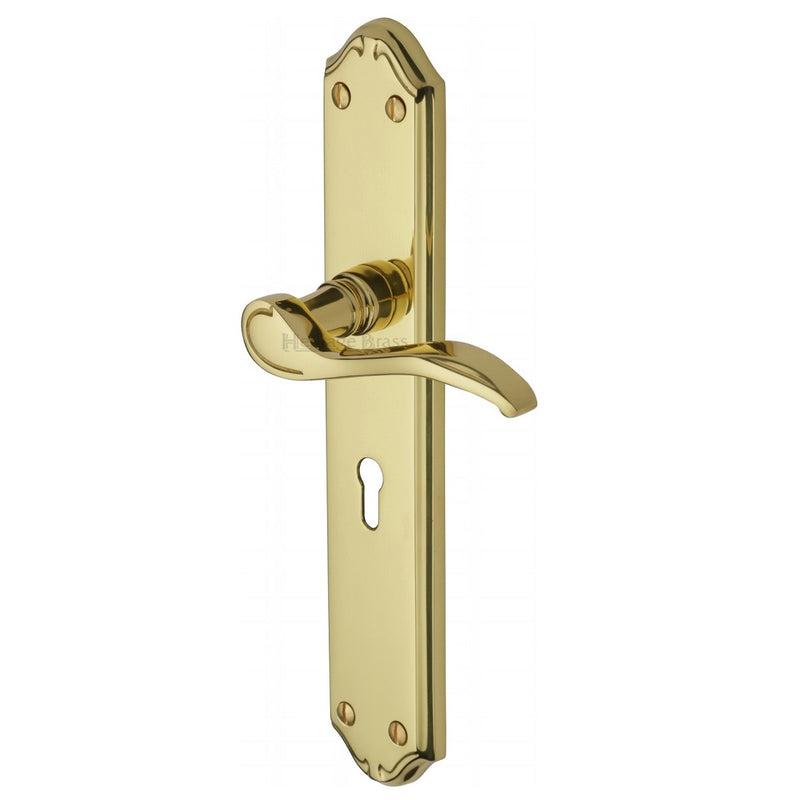 M.Marcus Verona Long Plate Lock Handles - Polished Brass