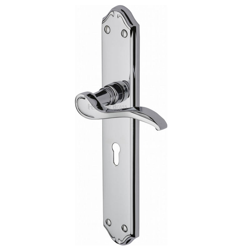 M.Marcus Verona Long Plate Lock Handles - Polished Chrome