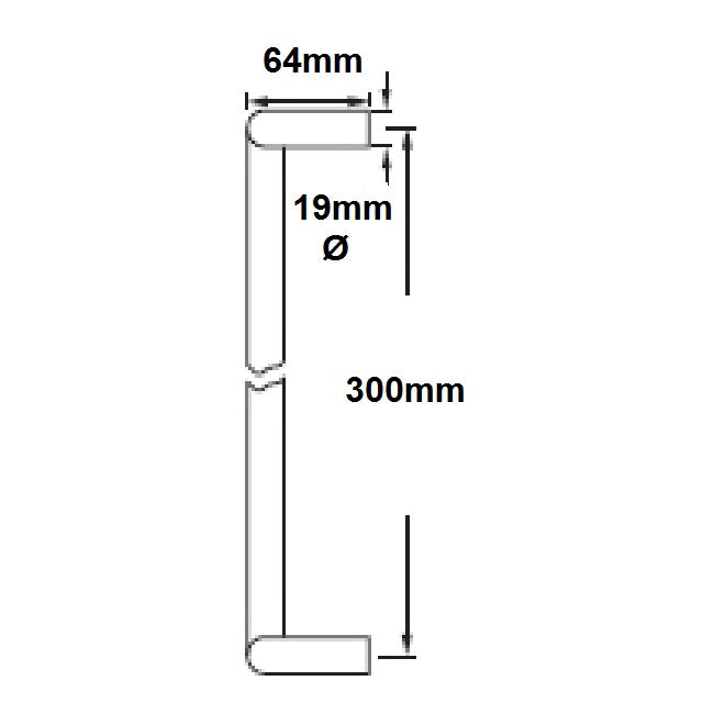 Eurospec Cranked Bolt Through Pull Handle 19x300mm - Grade 316 SSS