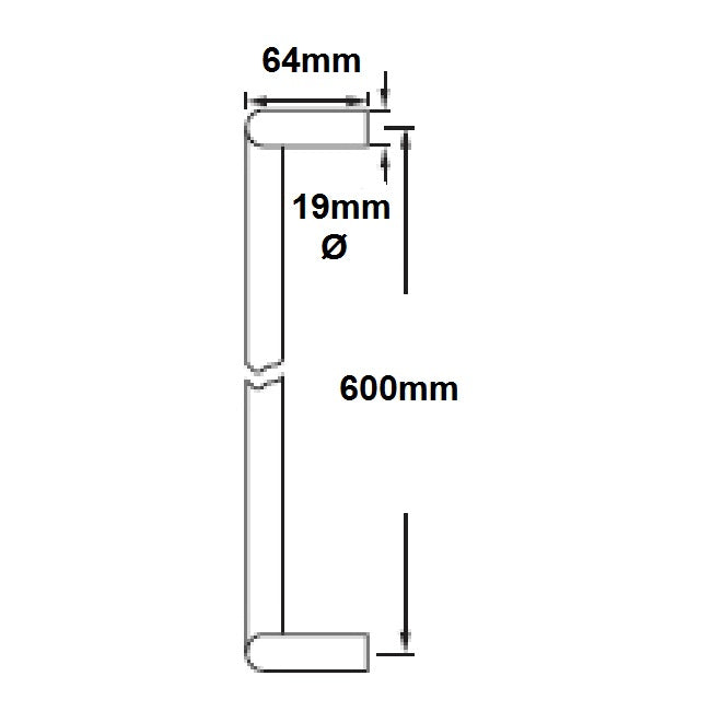 Eurospec Cranked Back to Back Pull Handle 19x600mm - Grade 316 SSS