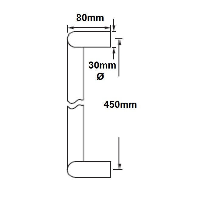 Eurospec Cranked Bolt Through Pull Handle 30x450mm - Grade 316 SSS