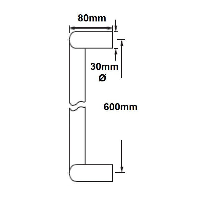 Eurospec Cranked Back to Back Pull Handle 30x600mm - Grade 316 SSS