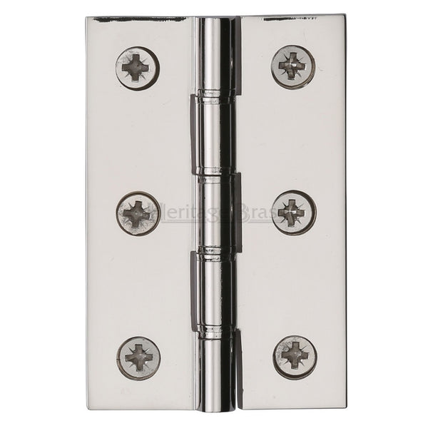 M.Marcus 76x51mm (3" x 2") Double Phosphor Washered Butt Hinge (pair) - Polished Nickel