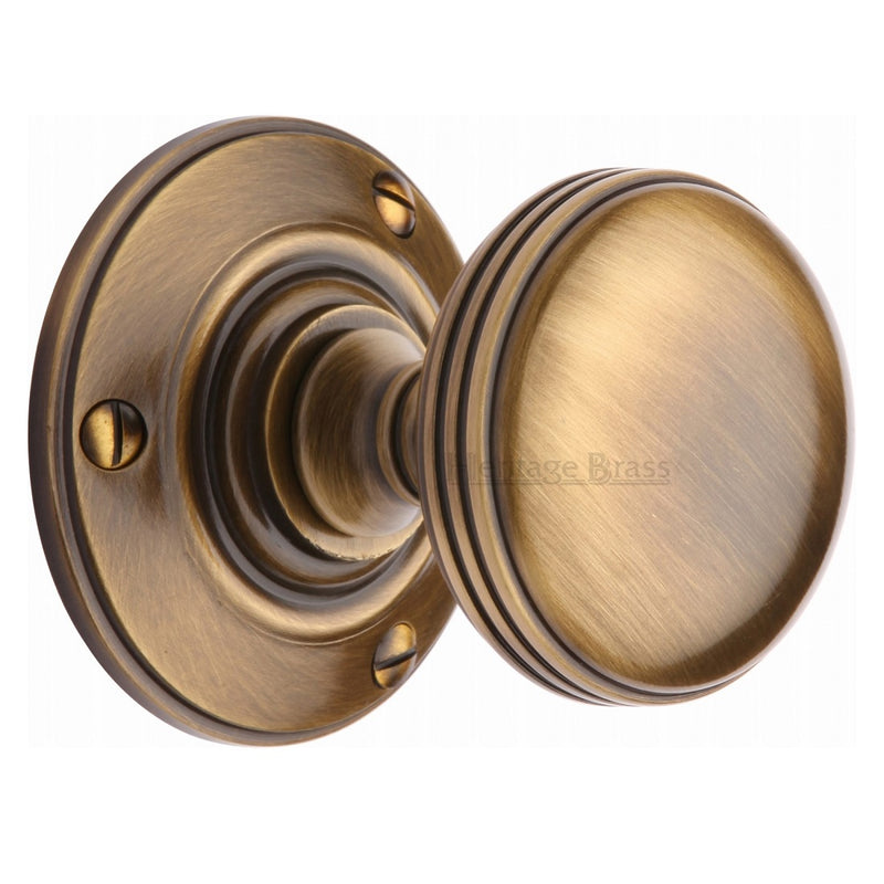 M.Marcus Richmond Mortice Knob Handles on Round Rose - Antique Brass