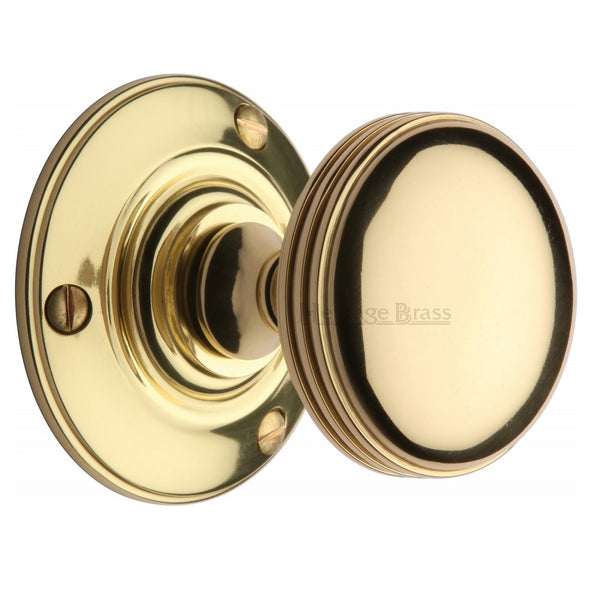 M.Marcus Richmond Mortice Knob Handles on Round Rose - Polished Brass