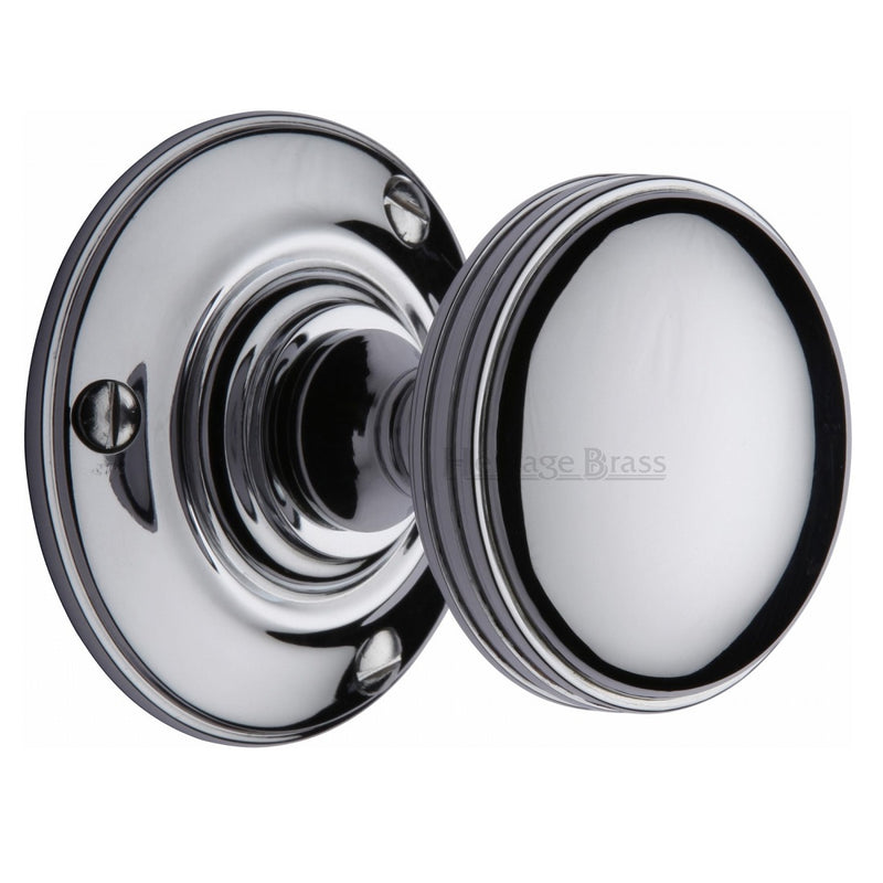 M.Marcus Richmond Mortice Knob Handles on Round Rose - Polished Chrome