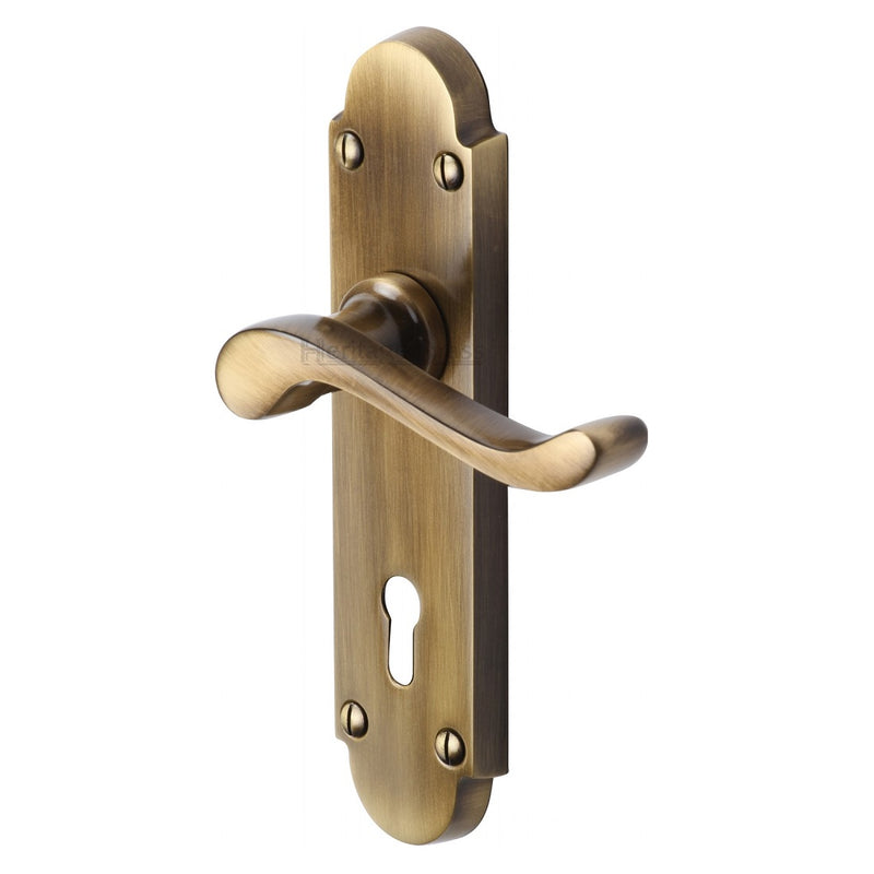 M.Marcus Savoy Lock Handles - Antique Brass