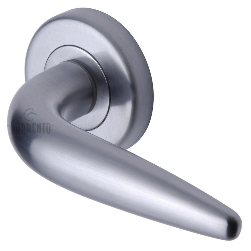 Sorrento Goccia Lever Handles on Round Rose - Satin Chrome