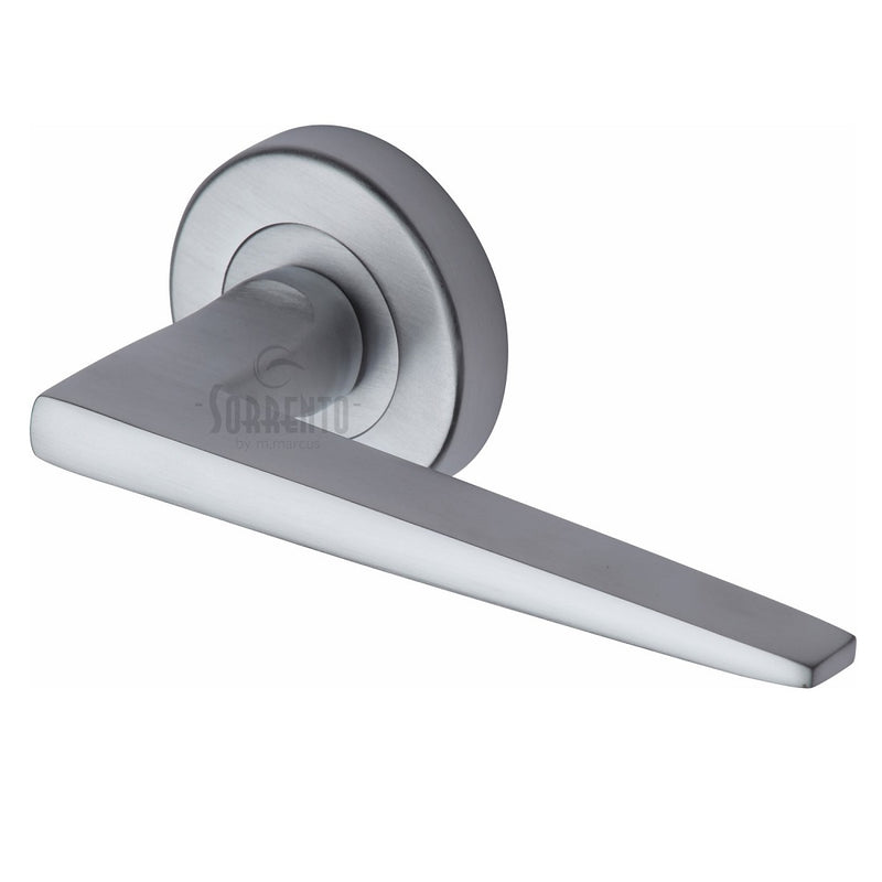 Sorrento Swift Lever Handles on Round Rose - Satin Chrome
