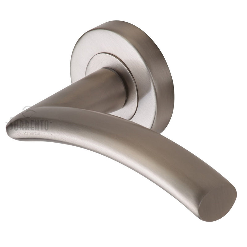 Sorrento Tosca Lever Handles on Round Rose - Satin Nickel