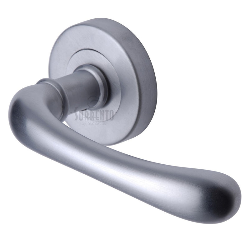 Sorrento Donna Lever Handles on Round Rose - Satin Chrome