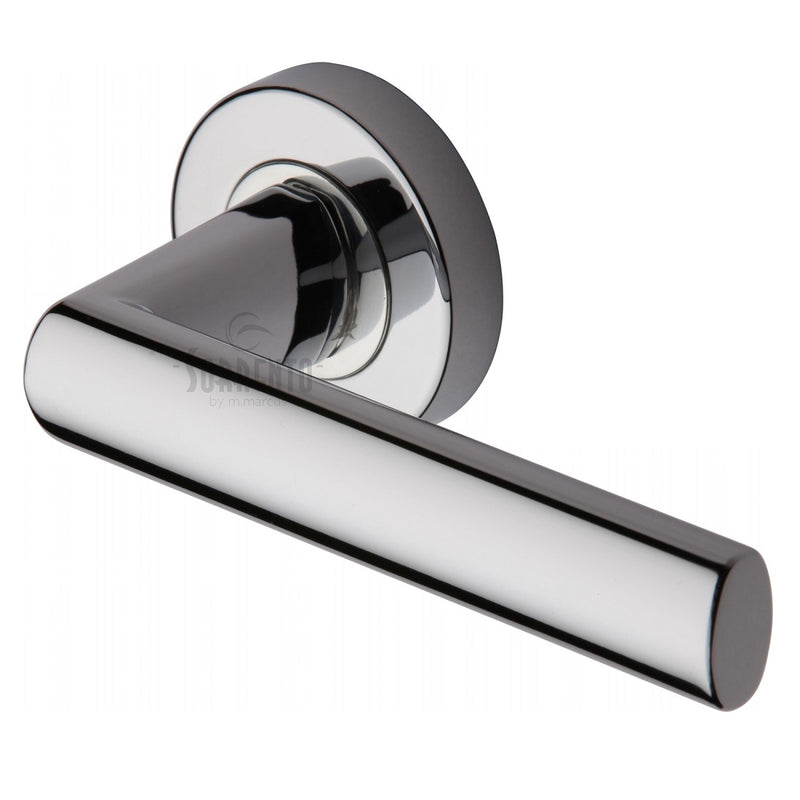 Sorrento Milan Lever Handles on Round Rose - Polished Chrome