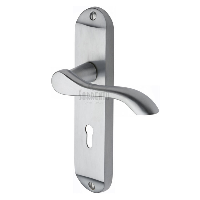 Sorrento Aurora Lock Handles - Satin Chrome