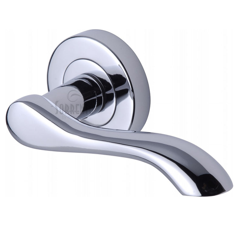 Sorrento Aurora Lever Handles on Round Rose - Polished Chrome