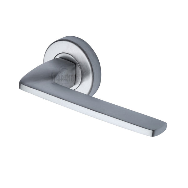 Sorrento Diffuse Lever Handles on Round Rose - Satin Chrome