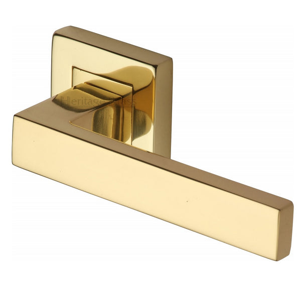 M.Marcus Delta Sq Lever Handles on Square Rose - Polished Brass