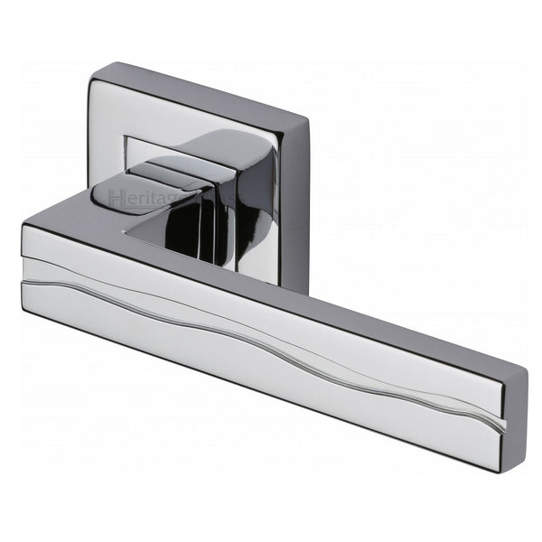 M.Marcus Amazon Sq Lever Handles on Square Rose - Polished Chrome
