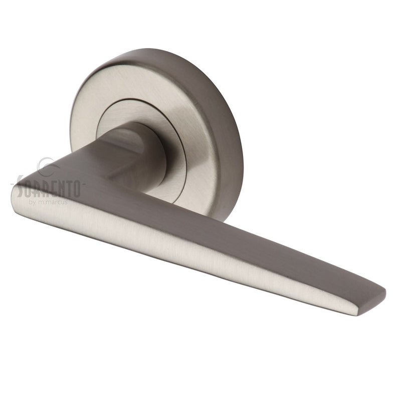Sorrento Swift Lever Handles on Round Rose - Satin Nickel