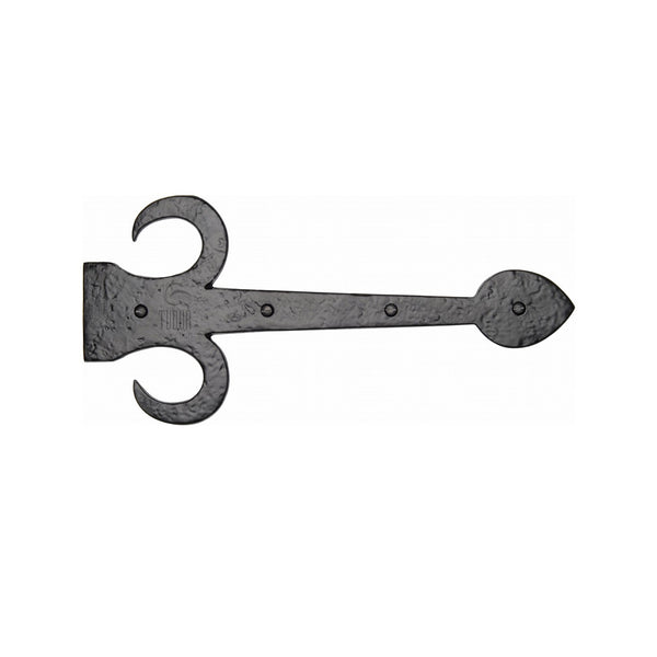 M.Marcus Tudor Dummy Strap Hinge Fleur de Lys Design - 15" - Tudor Black Iron