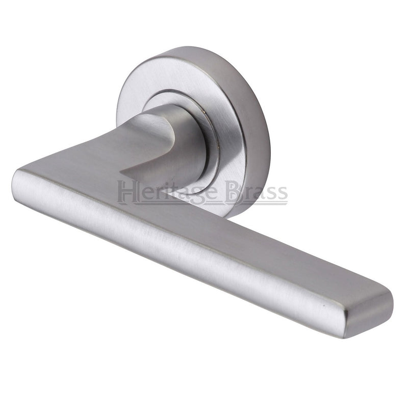 M.Marcus Trident Lever Handles on Sprung Rose - Satin Chrome **DISCONTINUED**