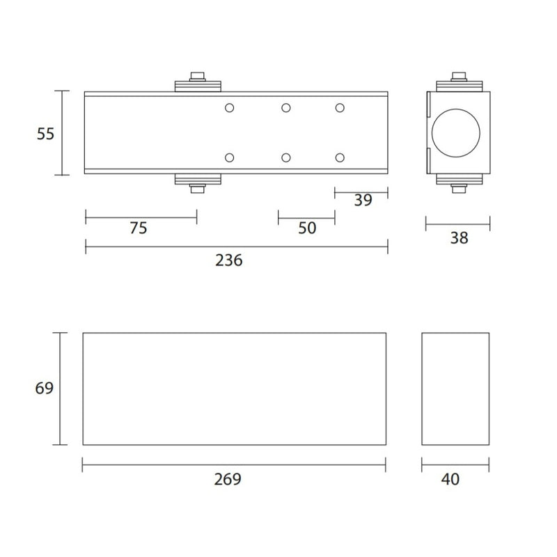 Rutland TS.9205 EN2-5 Overhead Door Closer - Marine Grade 316 Satin Stainless Steel
