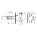 Union 2650 Rebated Tubular Latch - 64.5mm (2.5") Case - 44mm Backset - Brass