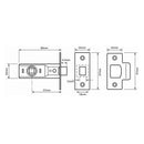 Union 2650 Rebated Tubular Latch - 80mm (3") Case - 57mm Backset - Brass