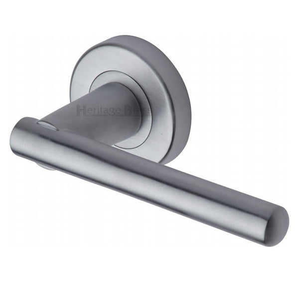 M.Marcus Challenger Lever Handles on Round Rose - Satin Chrome