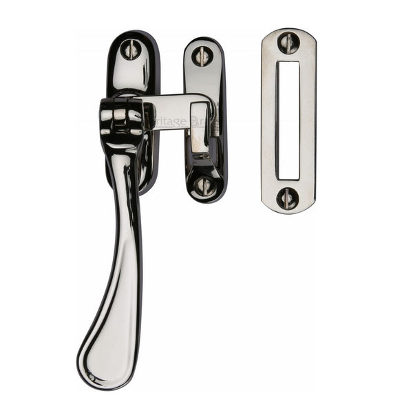 M.Marcus Mortice and Hook Plate Casement Fastener - Polished Nickel