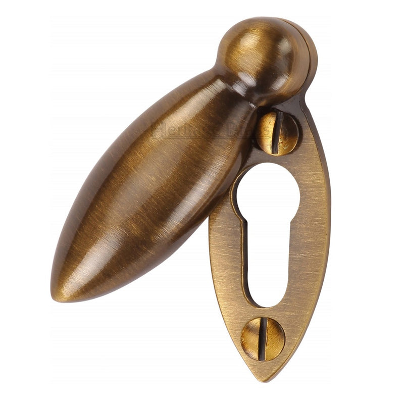 M.Marcus Oval Covered Lever Key Escutcheon - Antique Brass