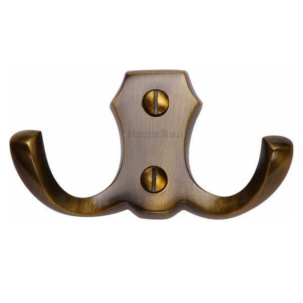 M.Marcus Double Robe Hook - Antique Brass