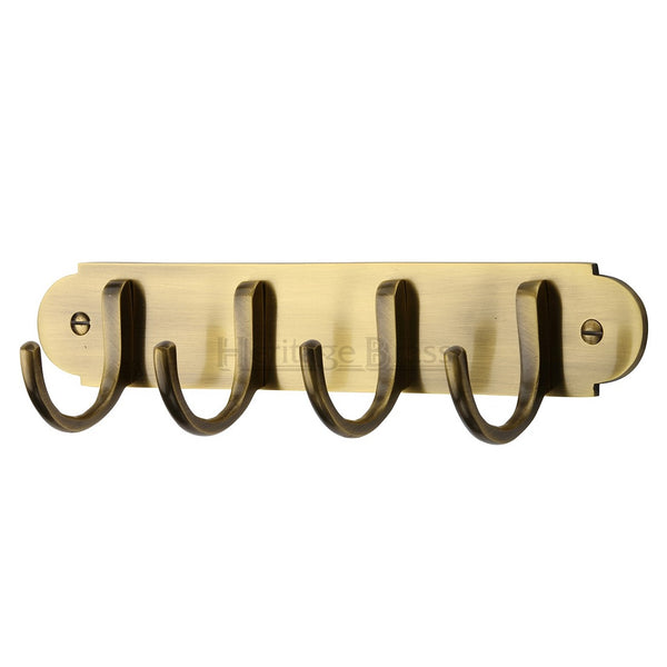 M.Marcus Coat Hooks on a Plate - Antique Brass