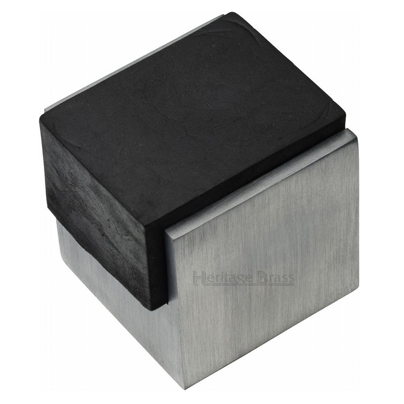 M.Marcus Squared One Sided Floor Mounted Door Stop - Satin Chrome