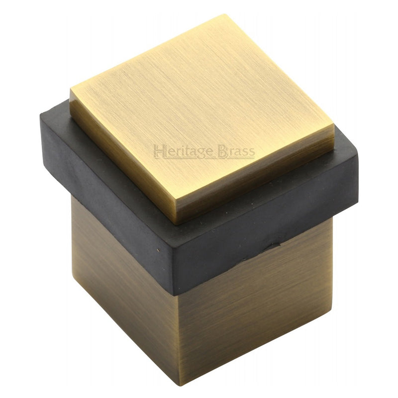 M.Marcus Squared Floor Mounted Door Stop - Antique Brass