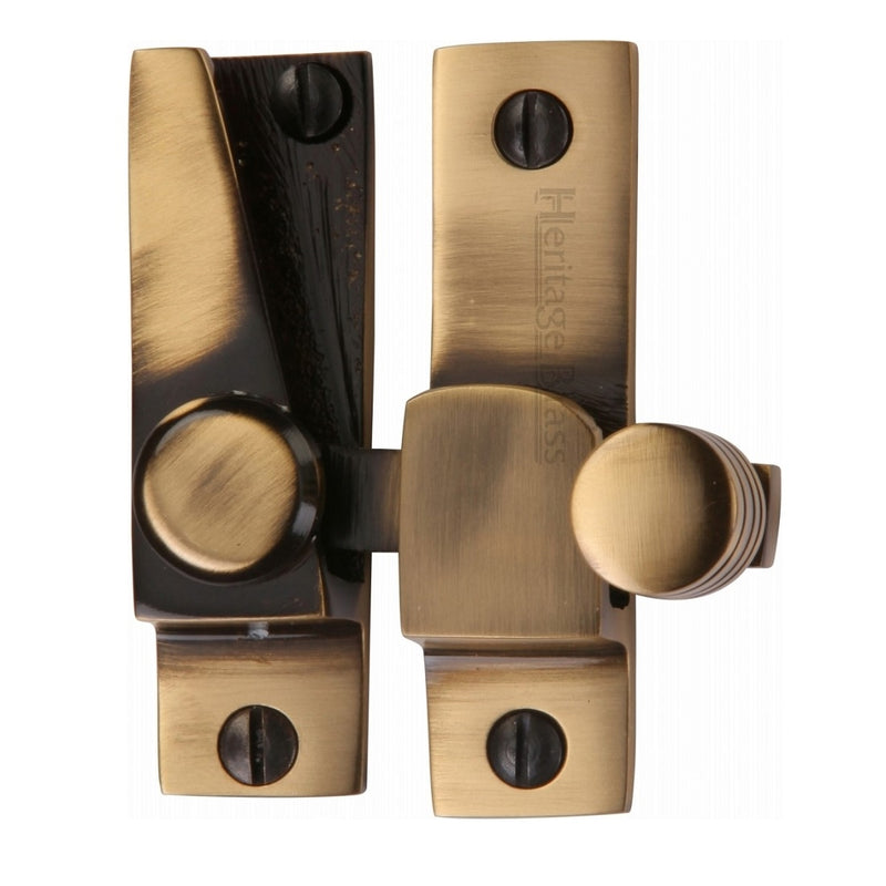 M.Marcus Rounded Hook Plate Sash Fastener - Antique Brass