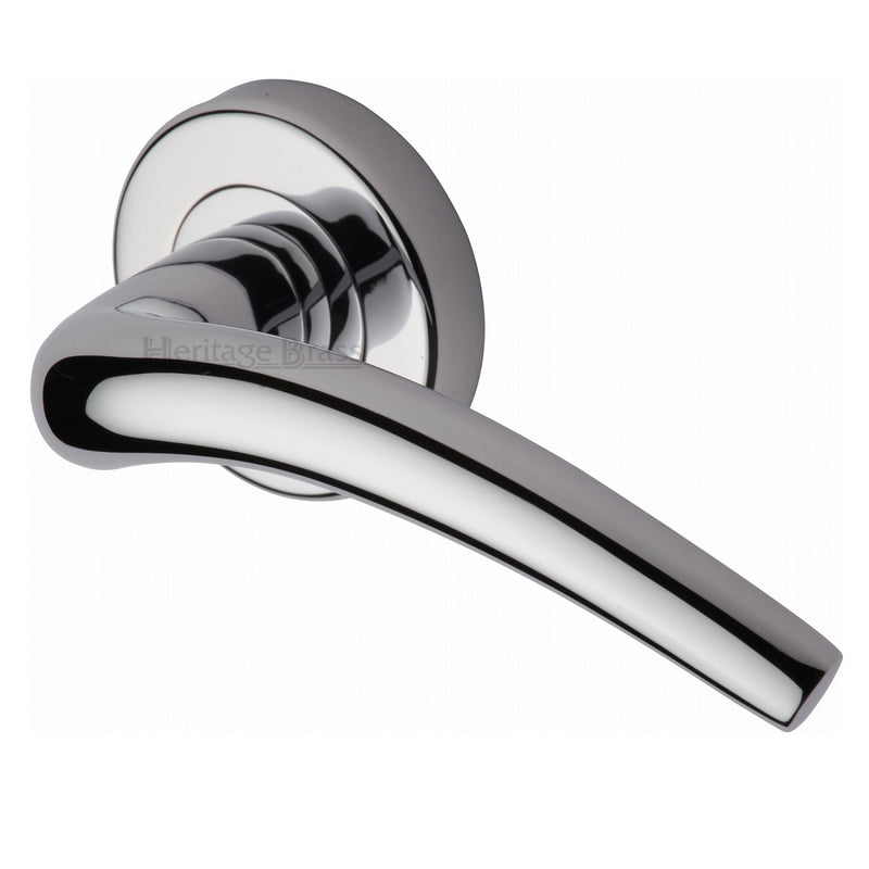 M.Marcus Wing Lever Handles on Round Rose - Polished Chrome