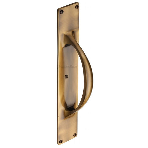 M.Marcus Pull Handle on Plate 195mm - Antique Brass