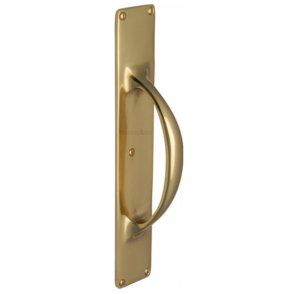 M.Marcus Pull Handle on Plate 195mm - Polished Brass