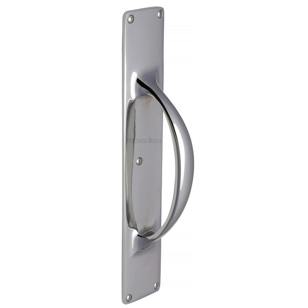 M.Marcus Pull Handle on Plate 195mm - Polished Chrome